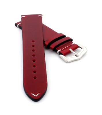 Premium Wachs-Leder Uhrenarmband Modell Petros rot 21 mm