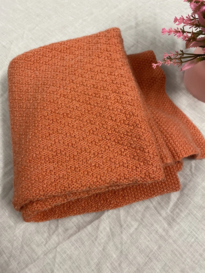 Manta rosa tejida gofre vintage manta bebé cuna suave 44"X44 Foto 3 de 4