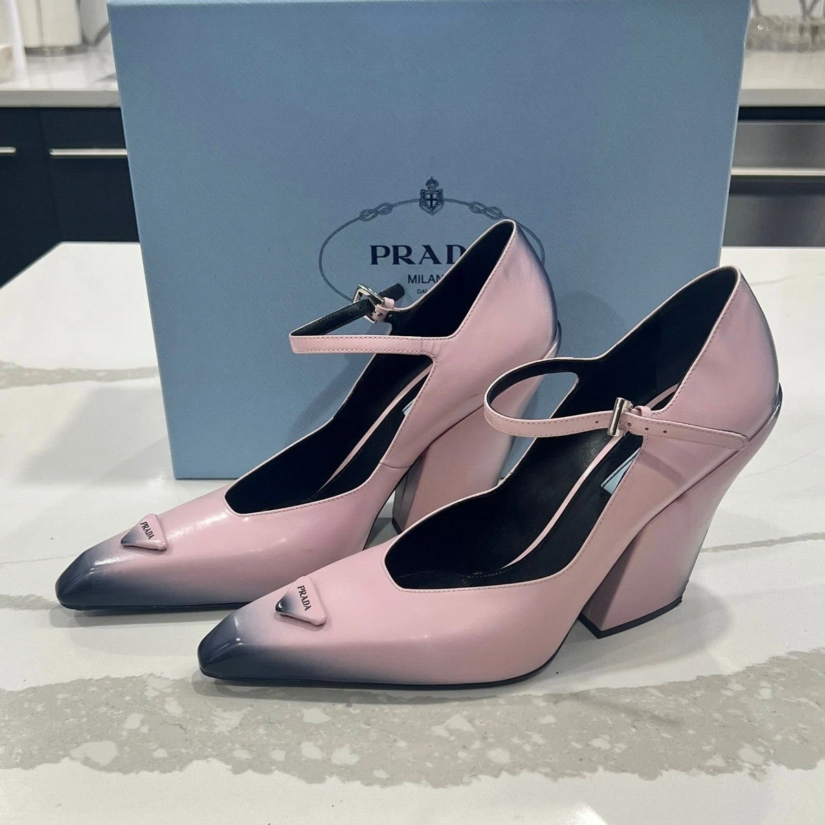 Prada Bouquet Leather Kitten-Heel Pumps