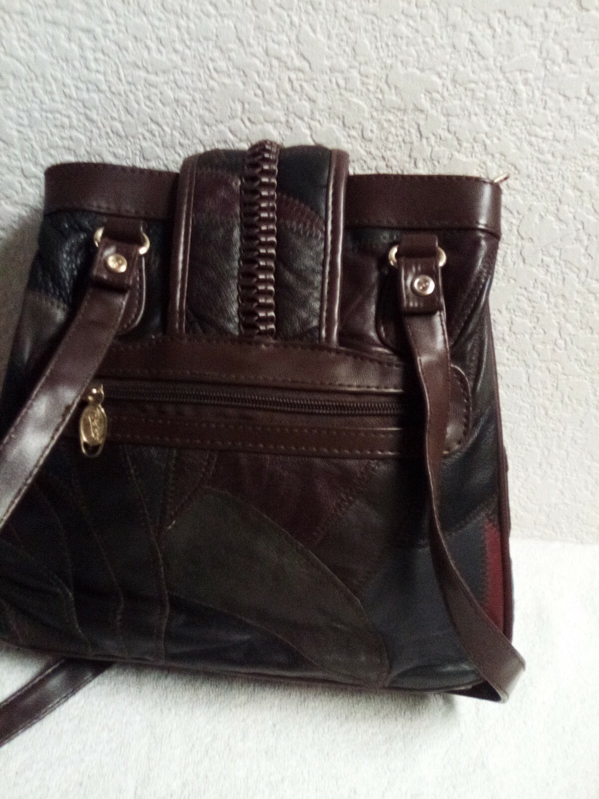 Vintage Patchwork Brown Leather Hobo Shoulder Bag - image 4