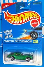Hot Wheels 1996 Mainline #447 Corvette Split-Window Green w/ 3SPs Chrome Base