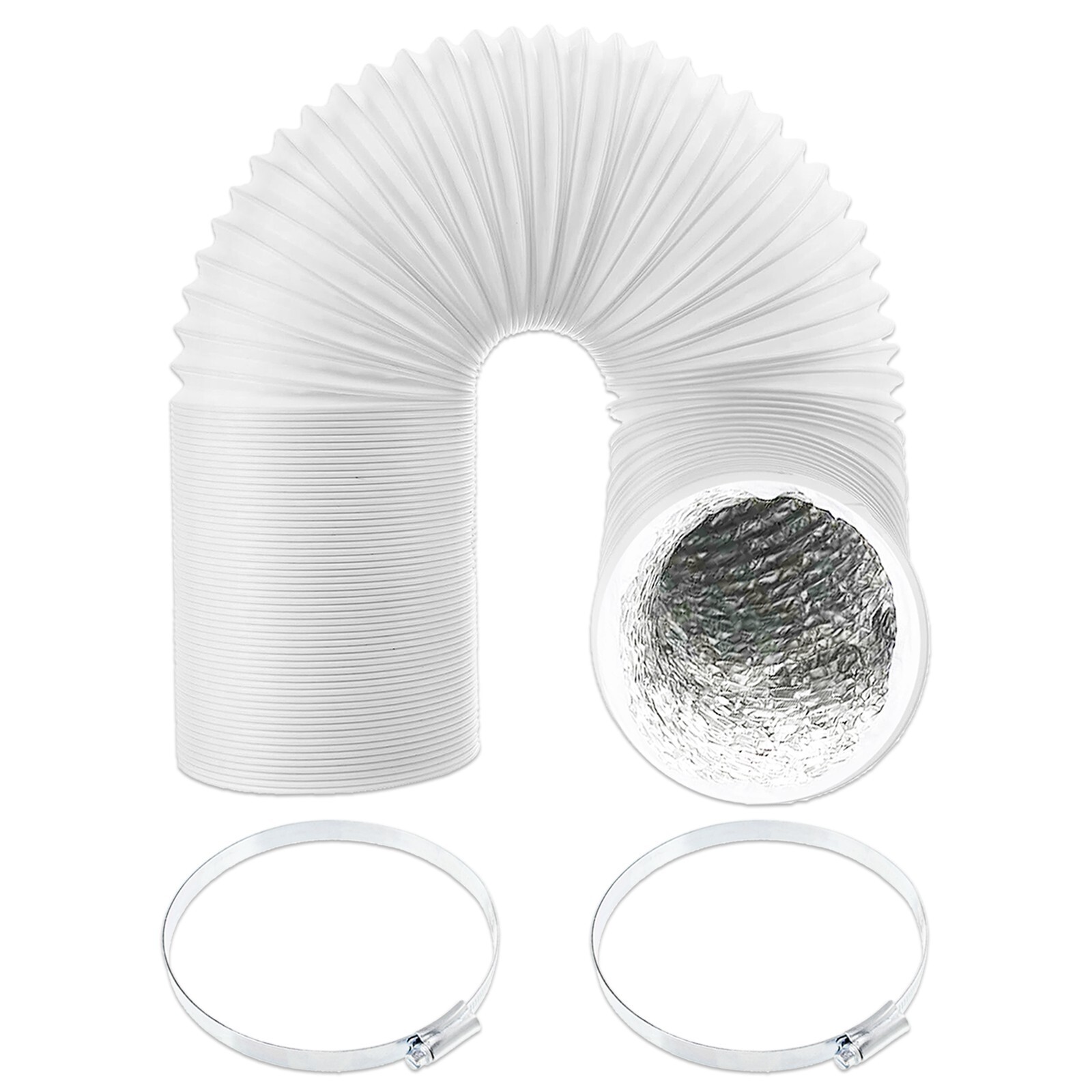 Insulated Vent Hose 6"" 3m UNIVERSAL PVC Aluminium Foil Lined Duct Pipe + Clips