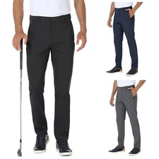 Men's Golf Pants Stretch Waterproof Slim Fit Work Casual Tapered Dress Trousers