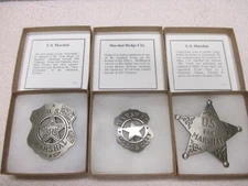 Famous Badges of Old West -3 U.S. Marshal Replica Badges ALL NEW in box
