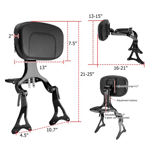 MOFUN Multi-Purpose Passenger Driver Backrest For 2014-2024 Harley Touring FLHX - Picture 2 of 9