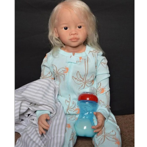 32 Inch Reborn Baby Doll Already Finished Toddler Long Yellow Curly Hair Girl - Afbeelding 1 van 3