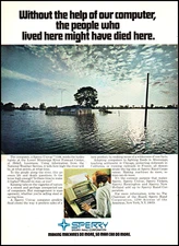 1973 Sperry Univac 1108 flood National Weather Service retro photo print ad S33