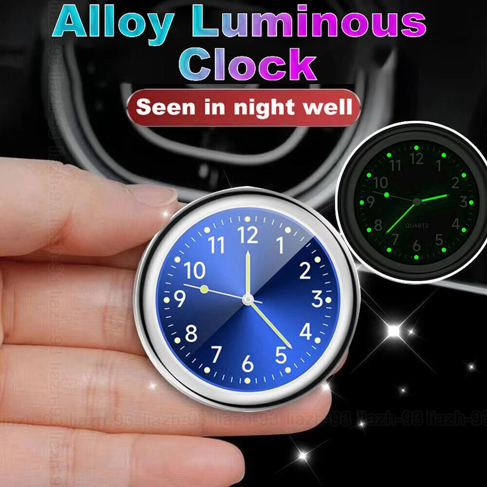 Car Dashboard Clock Stick-On Watch Quartz Blue Clock Auto Accessories For Boat - Image 4 of 4