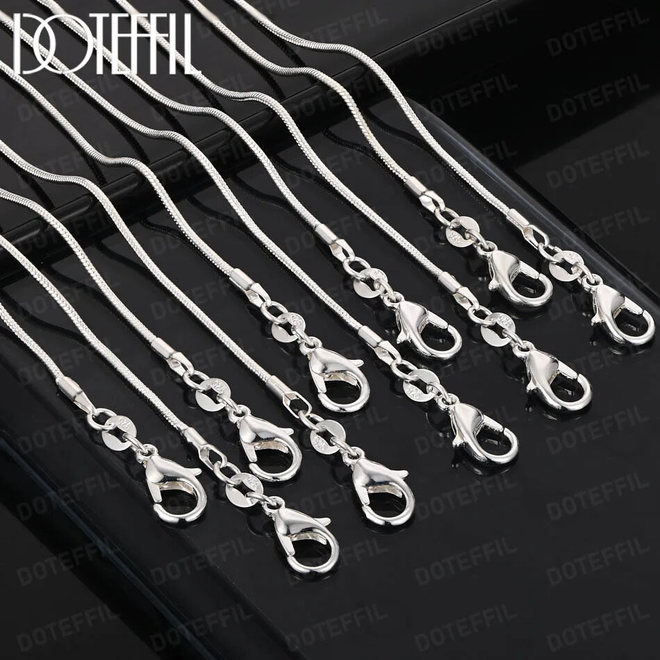 Collar DOTEFFIL 1,2 mm cadena serpiente plata de ley 925 1/5/10 piezas/lote 16-30 pulgadas