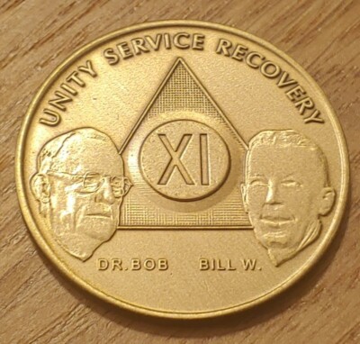 11 Year Alcoholics Anonymous AA Founders Bronze Medallion Coin Sobriety ...
