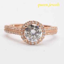 1.95CT Lab-Created Round Cut VVS1 Diamond Halo Wedding Ring 14K Rose Gold Finish