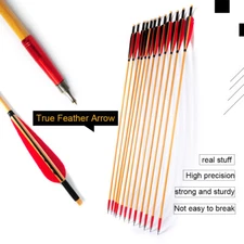 6Pcs 31 Inch Wooden Arrows Turkey Feather 8mm For Longbow Archery Target Hunting