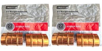 4x 22mm GERADER VERBINDER Lötring Gleichkupplung HOMEBASE Zentralheizung