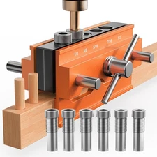 Self Centering Dowel Jig Kit, Drill Guide Jig Block for Straight Holes,6 Dril...