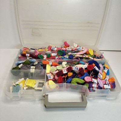 130+ Skeins and Thread Lot Many Colors Friendship Bracelet Thread Yarn Plus Box