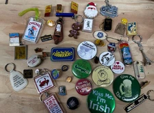 Lot Of 47  Vintage Pins Keychains Olympics Hotels  Sports Looney Tunes