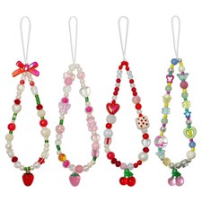 AGEN KGEN Phone Charms Cute Beaded One Size, 4x Cherry Strawberry