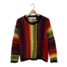L.A.M. 100 Alpaca Fair Isle Sweater Colorful Nordic Vintage Women's Sz Medium