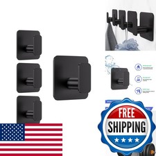 Aikzik Black Hooks Hanging Heavy Duty, Adhesive Hooks Shower - 4 Pack B372F