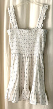 Madewell Dress Lucie Midi Elastic Tank Top Straps Ruffling Cream Cottagecore