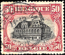 1915 Belgium SC#118 used 🔥 LIBRARY LOUVAIN🔥VF Architecture