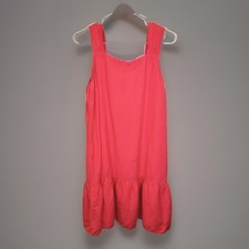 LOFT Shift Dress Women's Sz XL Linen Blend Flounce Hem Sleeveless Bright Coral