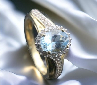 GOLDJUNGE69 * HARRY IVENS IV RING (17) ''SANTA MARIA DI AFRICA'' - AQUAMARIN 375GG