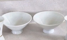 Japanese White porcelain Set of 2 Rice Bowls