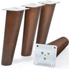 4 Pack Angled Furniture Legs, 8 inch, Slanted Wood, Ottoman, Bench, Coffee Table