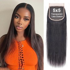 5x5 HD Lace Closure Human Hair Straight Unprocessed Virgin Brazilian