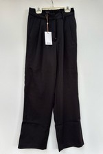 Quince Pants 0 NEW Solid Black High Rise Pleated Wide Leg NWT