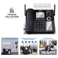 Main Console 4-Line Expandable Small Business Office Phone System with Answer...