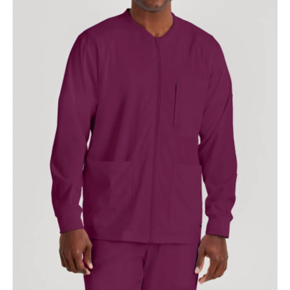 {2X} Grey's Anatomy React 5-Pocket Crewneck Warmup Jacket Wine Retails $48.99 - Image 3 of 3