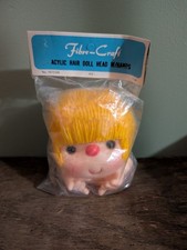 Fibre Craft Acrylic Hair Doll Head w/Hands 4 1/4" Yellow Hair 7572/06 New Sealed