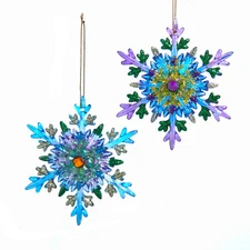 Kurt Adler Peacock Theme Snowflake Ornament Set T3845