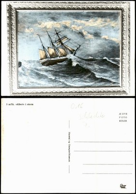 Postcard sailing ship artist card m/sk. Albert i storm 1980