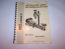 Unimat 3, EMCO Operators Instruction Manual & Parts, OEM, Original,  #157