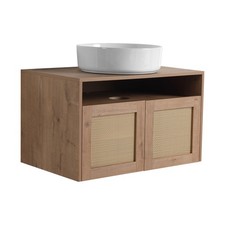 30" Floating Bathroom Vanity Cabinet with White Ceramic Sink 2 Doors Plywood