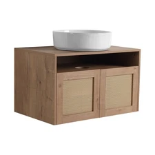 30" Floating Bathroom Vanity Cabinet with White Ceramic Sink 2 Doors Plywood