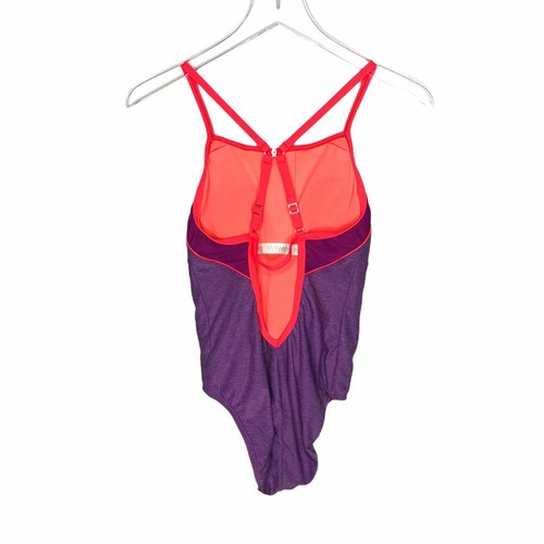 Speedo Heathered Clip Back One Piece Swimsuit Purple 4 - Picture 7 of 11