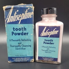 Antiseptine Pink Tooth Powder Glass Apothecary Bottle Penslar Canadian Lab VTG