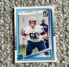 Panini 2025 Donruss Rated Rookie Will Campbell #345 New England Patriots