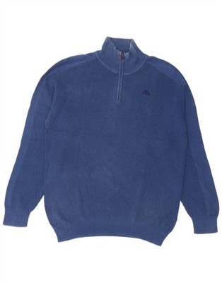 KAPPA Herren Zip Neck Pullover Sweater Large Blau Baumwolle CN15