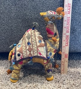 Vintage Raj India Camel Folk Art Embroidered Stuffed Hand Woven 10”x9”