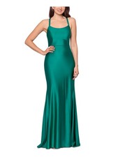XSCAPE Womens Gown Dress Green Lined Sleeveless Formal Lace-up Back 2