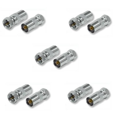 5x Stück Adapter F-Stecker - IEC-Buchse 