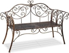 HLC Metal Antique Garden Benches Clearance Outdoor wrought iron Bench 2 Seat
