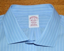 NWT Brooks Brothers Madison 17 36 blue stripe non iron cotton dress shirt y5j6