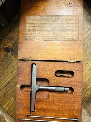 LUFKIN No. 515 0-3'' Depth Gauge Micrometer Set in Original Wood Case USA MADE 