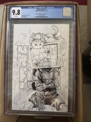 Ninja Funk #1 CGC 9.8 Battle Damage B&W JPG McFly Sketch Variant Tyler Kirkham  